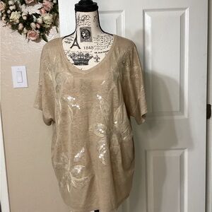 Chico's Tan Sequin Oversized Tunic size 2